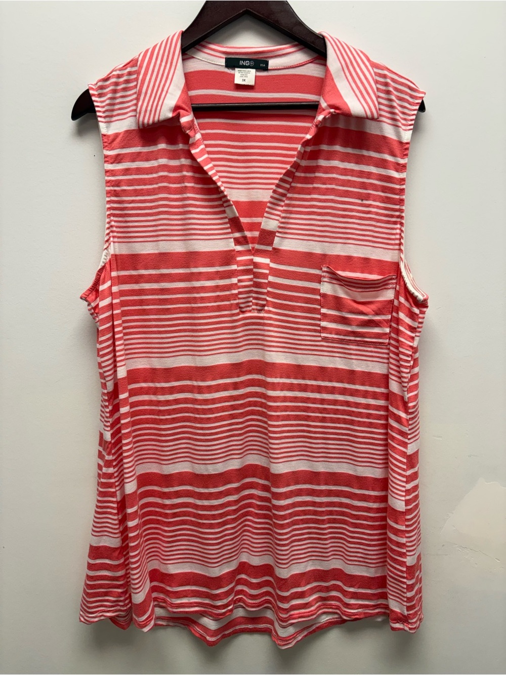 4 for $25 ❤️ ING Coral & White Striped Sleeveless Polo Top | Size 3X ❤️
